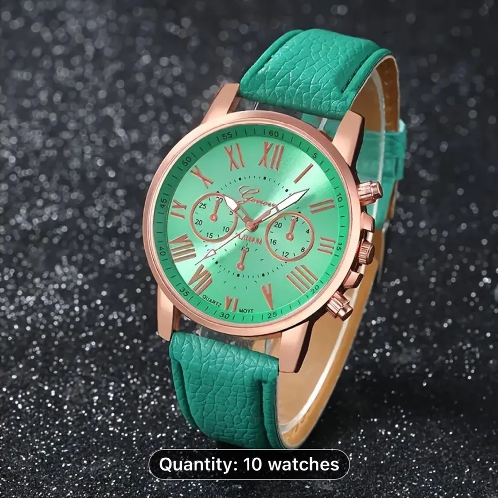 Beautiful watch with leather band.